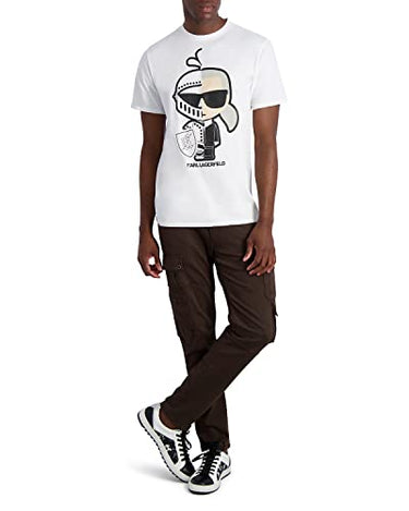 KARL LAGERFELD Herren Karl Knight Printed Graphic Tee T-Shirt, Weiss/opulenter Garten, im Sale